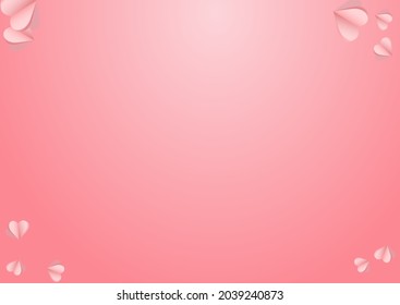 Pink Heart Vector Pink  Backgound. Paper Papercut Border. Burgundy Cut Hearts Banner.