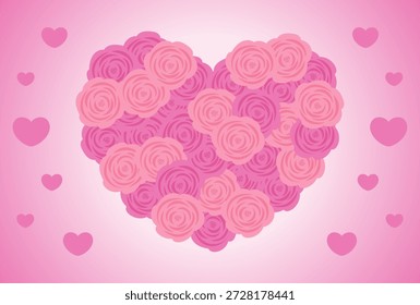 fundo de vetor de coração rosa com rosas para o Dia dos Namorados, Casamento, Dia das Mães, etc.