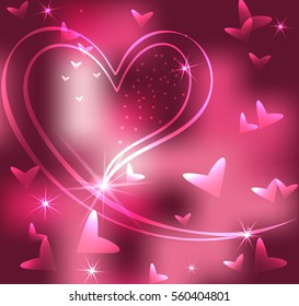 Pink heart. Vector design.  Valentine's Day sign. 