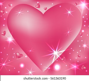 Pink heart. Vector design.  Valentine's Day sign. Place for text.