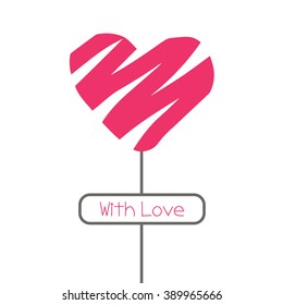 Pink heart, vector element for card or poster. Isolated illustration. 