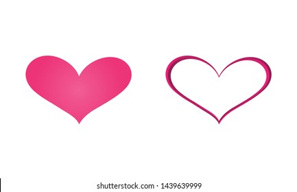 "Pink heart vector icon and pink heart frame on white background.Flat heart symbol,love emblem.Graphic design in the concept of love.Vector love symbol for Valentine's Day.Vector illustration."