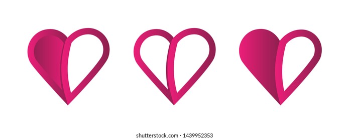 "Pink heart vector icon shape design on white background.Love emblem.Graphic design in the concept of love.Vector love symbol for Valentine's Day.vector illustration."
