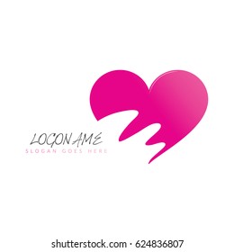 Pink Heart  Vector Illustration.