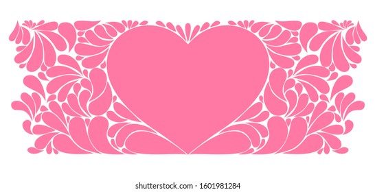 Pink heart vector illustration on white background for decorate card or gift with love