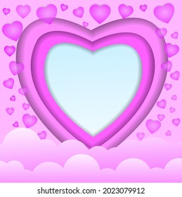 Pink Heart Vector Illustration On Pink Background