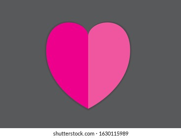 Pink heart vector illustration for valentine's day, wedding. heart paper cut vector design