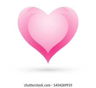 "Pink heart vector on white background.Graphic design in the concept of love.Vector love symbol for Valentine's Day.Vector illustration."