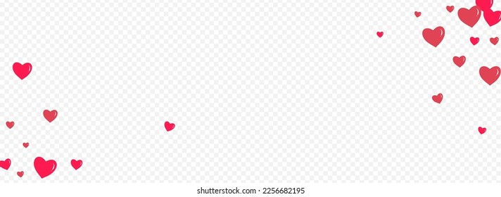 Pink Heart Vector Panoramic Transparent Backgound. Paper Hearts Template. Red Visual Papercut Border.