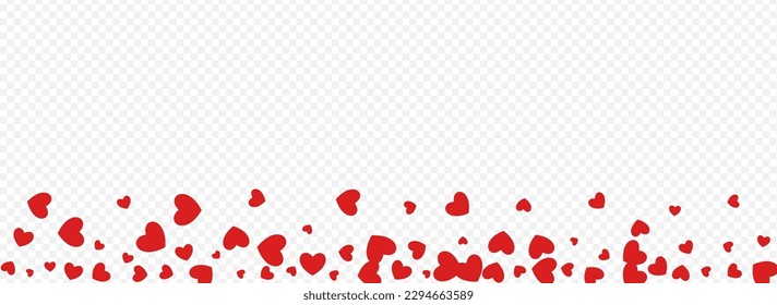 Pink Heart Vector Panoramic Transparent Backgound. Valentine Papercut Illustration. Burgundy Decoration Confetti Pattern.