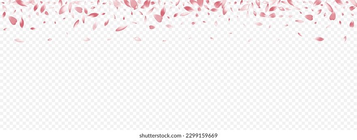 Pink Heart Vector Panoramic Transparent Background. Flower Overlay Texture. Tree Spring Backdrop. Bloom Wedding Template. White Rosa Mother Poster.