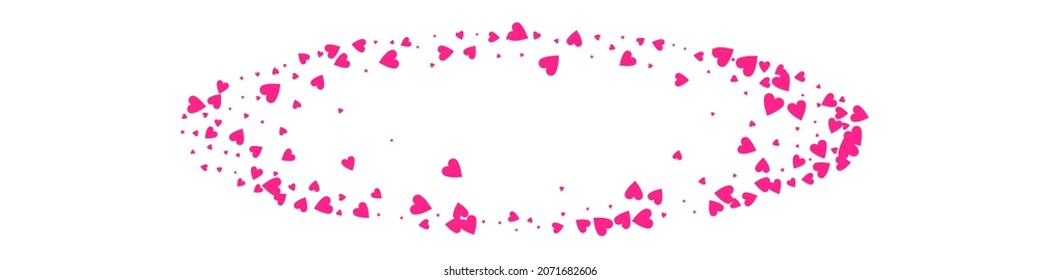 Pink Heart Vector Panoramic White Backgound. Wedding Papercut Postcard. Maroon Color Cut Confetti Frame.