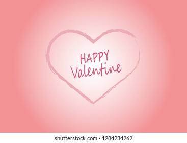 Pink heart vector with text Happy Valentine. It is brush style.The background is pink.