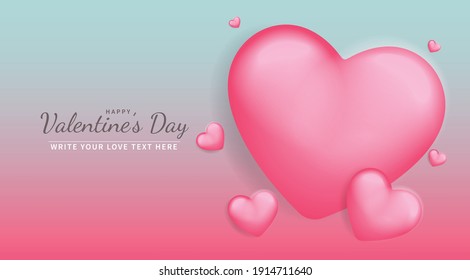 pink heart vector valentine background with blue template for wedding and valentine