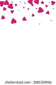 Pink Heart Vector White Backgound. 3d Confetti Pattern. Red Valentine Hearts Poster.