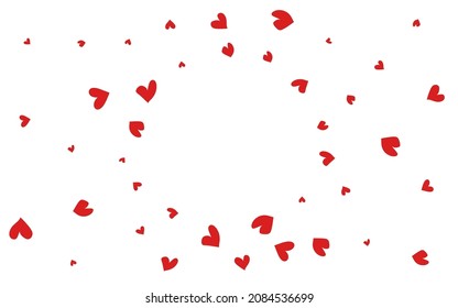 Pink Heart Vector White Backgound. Fly Hearts Pattern. Red Decoration Papercut Illustration.