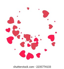 Pink Heart Vector White Backgound. Cut Confetti Postcard. Maroon Color Decoration Hearts Illustration.