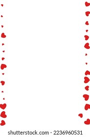 Pink Heart Vector White Backgound. 3d Hearts Border. Burgundy Romance Confetti Pattern.