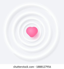 Corazón rosa y ola con fondo blanco, concepto de banner de amor