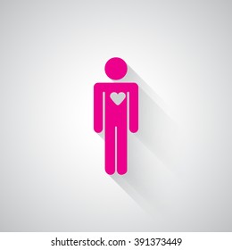 Pink Heart web icon on light grey background