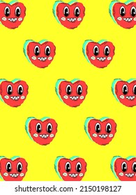 A pink heart with a weird face.