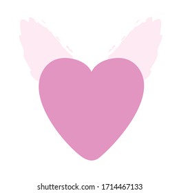 Pink heart with pink wings