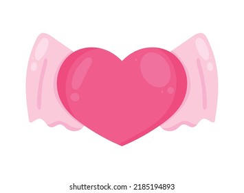 corazón rosado con icono de alas