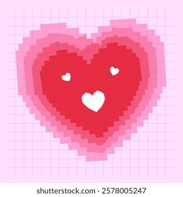 Pink heart wit pixelated hearts for Valentine's Day celebration