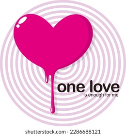 A pink heart with the word one love on it