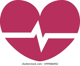 Pink heartbeat, illustration, on a white background.