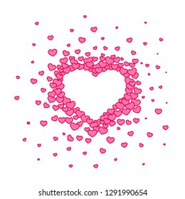 Pink hearted background with a Valentines Day title on it. Vector illustration.