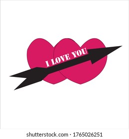 pink hearts and arrow vector design template for lovers 