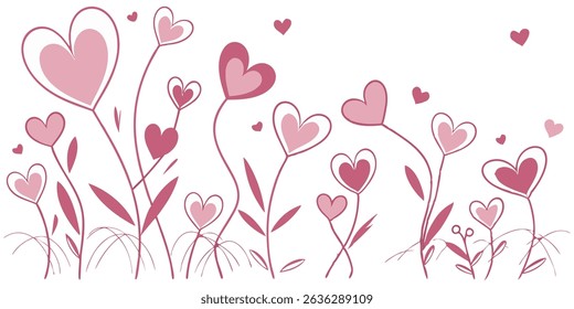 pink hearts background, vector art