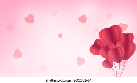Pink Hearts Background Vector Illustration With Red Heart Balloons
