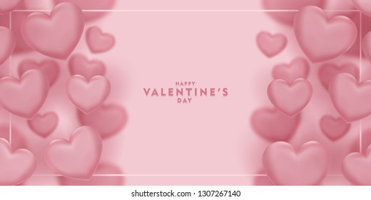 pink hearts blur effect design for saint valentine's day, Celebration card, vector illustration