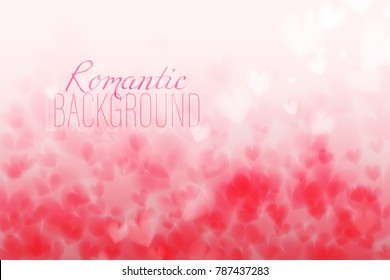Pink hearts bokeh light Valentine's day background eps 10. Tender backdrop with gradually changing color hearts. Romantic colorful background.