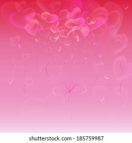 Pink hearts bubbles abstract background. Vector illustration 
