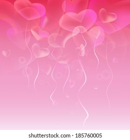 Pink hearts bubbles abstract background. Vector illustration 