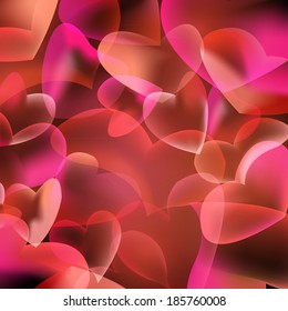 Pink hearts bubbles abstract background. Vector illustration 