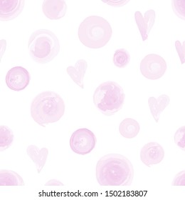 Pink Hearts and Circles pattern