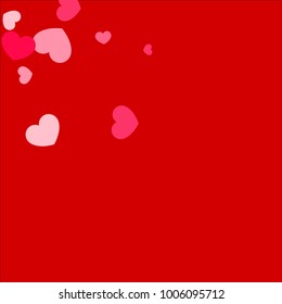 Pink Hearts Confetti Falling  Background. Valentine's Day Pattern. Romantic Scattered Hearts Cute Texture. Love. Sweet Moment. Cards, Banners, Posters, Flyers, Sales, Brochure, Wallpaper. Mother Day.