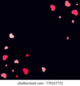 Pink Hearts Confetti Falling  Background. Valentine's Day Pattern. Romantic Scattered Hearts Design Element. Love. Sweet Moment. Cards, Banners, Posters, Flyers, Sales, Wallpaper. 14 February.