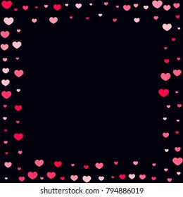Pink Hearts Confetti Falling  Background. Valentine's Day Pattern. Romantic Scattered Hearts Cute Texture. Love. Sweet Moment. Cards, Banners, Posters, Flyers, Sales, Brochure, Wallpaper. Mother Day.