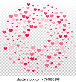 Pink Hearts Confetti Falling  Background. Valentine's Day Pattern. Romantic Scattered Hearts Cute Texture. Love. Sweet Moment. Cards, Banners, Posters, Flyers, Sales, Brochure, Wallpaper. Mother Day.