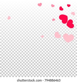 Pink Hearts Confetti Falling  Background. Valentine's Day Pattern. Romantic Scattered Hearts Cute Texture. Love. Sweet Moment. Cards, Banners, Posters, Flyers, Sales, Brochure, Wallpaper. Mother Day.