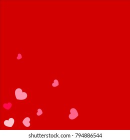 Pink Hearts Confetti Falling  Background. Valentine's Day Pattern. Romantic Scattered Hearts Cute Texture. Love. Sweet Moment. Cards, Banners, Posters, Flyers, Sales, Brochure, Wallpaper. Mother Day.