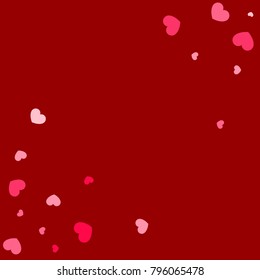 Pink Hearts Confetti Falling  Background. Valentine's Day Pattern. Romantic Scattered Hearts Cute Texture. Love. Sweet Moment. Cards, Banners, Posters, Flyers, Sales, Brochure, Wallpaper. Mother Day.