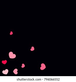 Pink Hearts Confetti Falling  Background. Valentine's Day Pattern. Romantic Scattered Hearts Cute Texture. Love. Sweet Moment. Cards, Banners, Posters, Flyers, Sales, Brochure, Wallpaper. Mother Day.