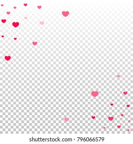 Pink Hearts Confetti Falling  Background. Valentine's Day Pattern. Romantic Scattered Hearts Cute Texture. Love. Sweet Moment. Cards, Banners, Posters, Flyers, Sales, Brochure, Wallpaper. Mother Day.