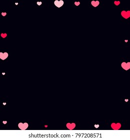 Pink Hearts Confetti Falling  Background. Valentine's Day Pattern. Romantic Scattered Hearts Cute Texture. Love. Sweet Moment. Cards, Banners, Posters, Flyers, Sales, Brochure, Wallpaper. Mother Day.